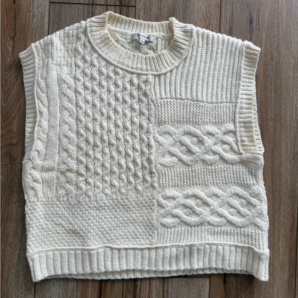 Madewell ivory, mixed-pattern sweater-vest